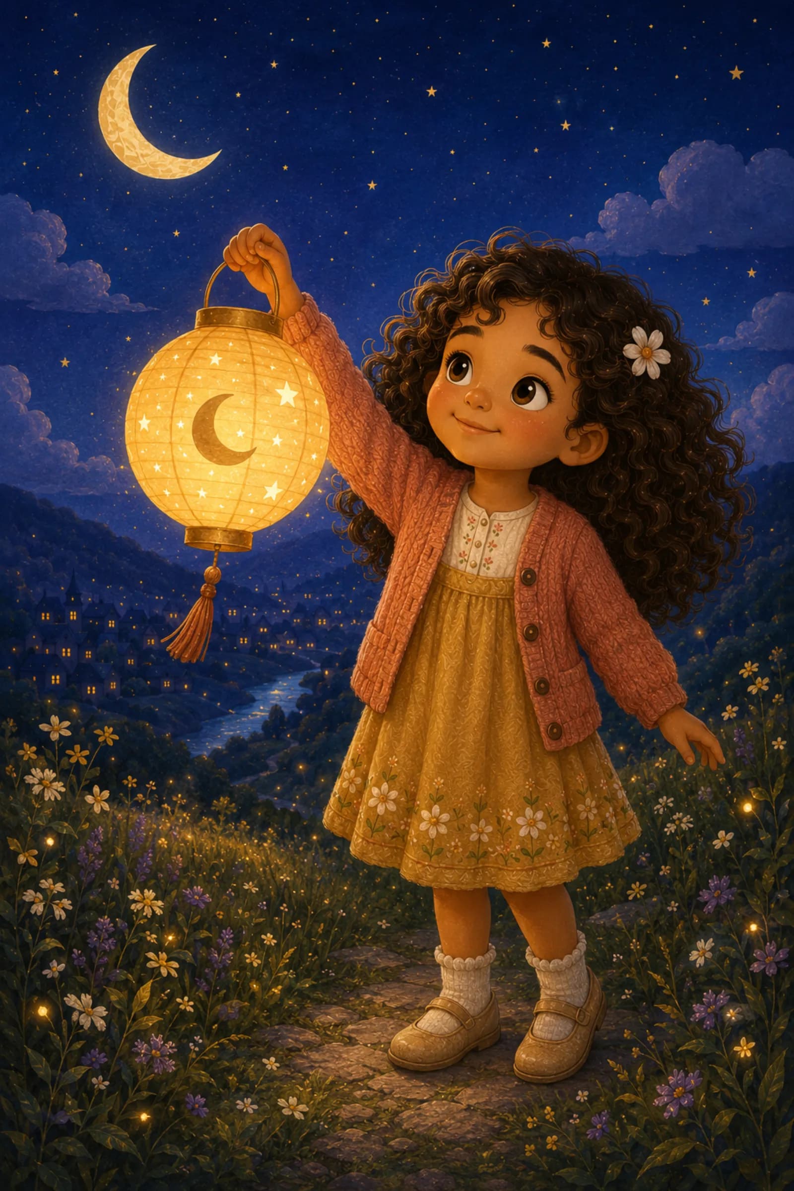 A MoonBell hero illustration — a lantern for a friend